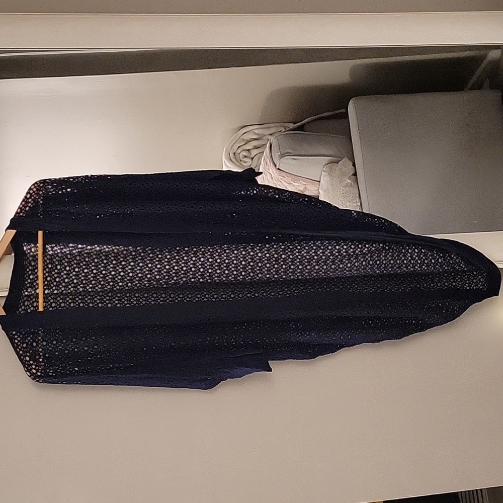 Unique Open Weave Crochet Like Open Front Cardiga… - image 1